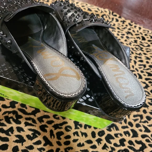 Sam Edelman Black Leather Studded Mules - Picture 4 of 5